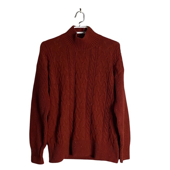 Joe Fresh Sweaters - Joe Fresh Women's Red Mock Neck Cable Knit Sweater